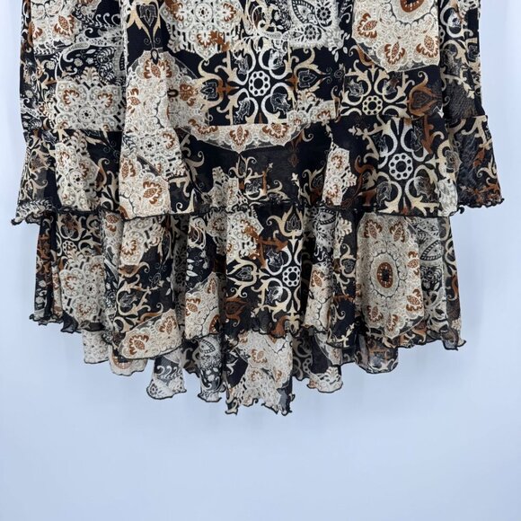 RM Eichards Tiered Midi Skirt Womens Size 16W Ruffled Floral Pull On Stretch Vtg - Picture 4 of 8